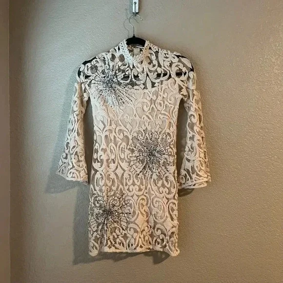 Free People Cream Lace Mini Dress - Picture 3 of 10